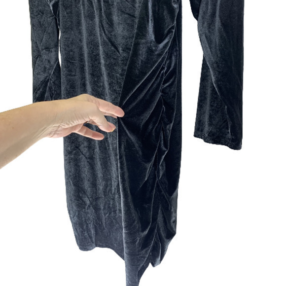WILD FABLE Dark Grey Velour Peasant Dress Plus Size - Picture 6 of 11